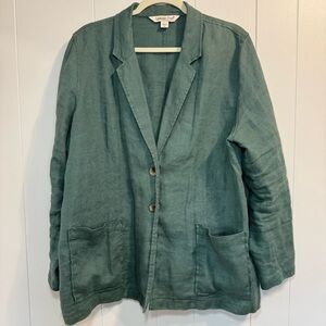 Coldwater Creek Teal 100% Linen Blazer Woman’s Size Extra Large